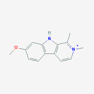 molecular formula C14H15N2O+ B015799 7-methoxy-1,2-dimethyl-9H-pyrido[3,4-b]indol-2-ium CAS No. 21236-68-0