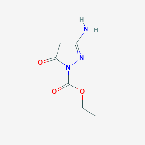 molecular formula C6H9N3O3 B158032 ethyl 3-amino-5-oxo-4,5-dihydro-1H-pyrazole-1-carboxylate CAS No. 129027-74-3