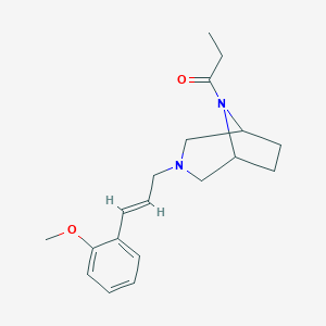 molecular formula C19H26N2O2 B158038 3-(3-(o-Methoxyphenyl)allyl)-8-propionyl-3,8-diazabicyclo(3.2.1)octane CAS No. 1742-26-3