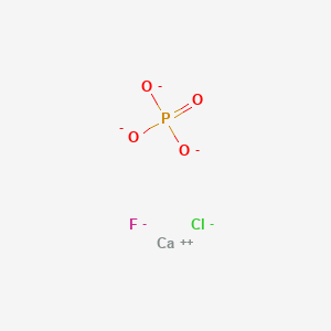 B1583145 Calcium chloride fluoride phosphate (Ca5(Cl,F)(PO4)3) CAS No. 75535-31-8