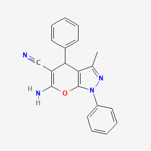 molecular formula C20H16N4O B1583223 6-氨基-3-甲基-1,4-二苯基-1,4-二氢吡喃[2,3-c]吡唑-5-腈 CAS No. 53316-57-7