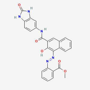 molecular formula C26H19N5O5 B1583381 苯甲酸，2-[[3-[[(2,3-二氢-2-氧代-1H-苯并咪唑-5-基)氨基]羰基]-2-羟基-1-萘基]偶氮]，甲酯 CAS No. 6985-92-8