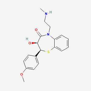 molecular formula C19H22N2O3S B1583477 1,5-苯并噻嗯-4(5H)-酮，2,3-二氢-3-羟基-2-(4-甲氧基苯基)-5-(2-(甲基氨基)乙基)-，(2S,3S)- CAS No. 86408-44-8