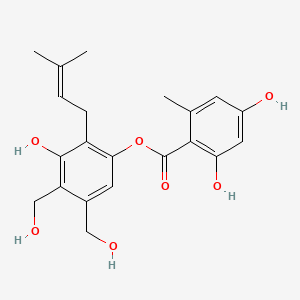 molecular formula C21H24O7 B1584863 3-羟基-4,5-双(羟甲基)-2-(3-甲基丁-2-烯-1-基)苯基 2,4-二羟基-6-甲基苯甲酸酯 CAS No. 58265-74-0