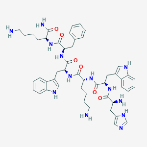 (2S)-6-amino-2-[[(2R)-2-[[(2S)-2-[[(2R)-6-amino-2-[[(2R)-2-[[(2S)-2-amino-3-(1H-imidazol-5-yl)propanoyl]amino]-3-(1H-indol-3-yl)propanoyl]amino]hexanoyl]amino]-3-(1H-indol-3-yl)propanoyl]amino]-3-phenylpropanoyl]amino]hexanamide
