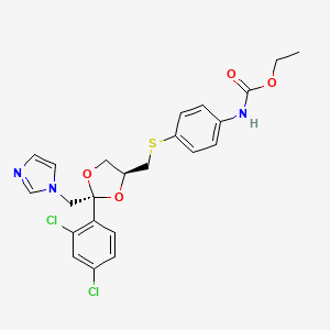 molecular formula C23H23Cl2N3O4S B1585435 N-[4-[[(2R,4S)-2-(2,4-二氯苯基)-2-(咪唑-1-基甲基)-1,3-二氧戊环-4-基]甲基硫代]苯基]氨基甲酸乙酯 CAS No. 95480-32-3