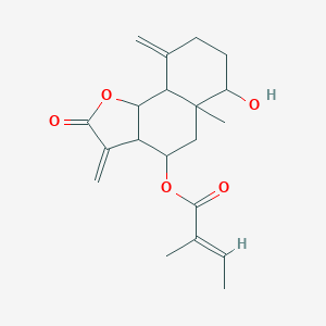 molecular formula C20H26O5 B158594 (6-羟基-5a-甲基-3,9-二亚甲基-2-氧代-3a,4,5,6,7,8,9a,9b-八氢苯并[g][1]苯并呋喃-4-基) (E)-2-甲基丁-2-烯酸酯 CAS No. 80368-31-6