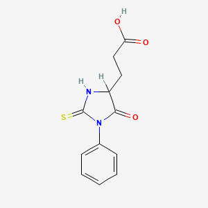 molecular formula C12H12N2O3S B1586487 4-咪唑烷丙酸，5-氧代-1-苯基-2-硫代- CAS No. 5624-27-1