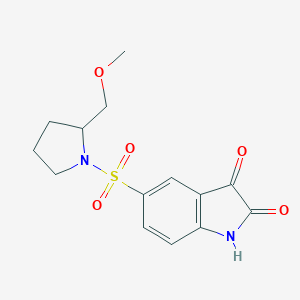 molecular formula C14H16N2O5S B158671 5-[2-(甲氧基甲基)吡咯烷-1-基]磺酰基-1H-吲哚-2,3-二酮 CAS No. 1110670-49-9