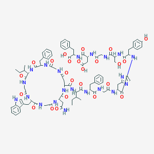 molecular formula C90H111N21O24 B158674 N(1)Gly-DL-Phe-DL-xiIle-Gly-DL-Trp-Gly-DL-Asn-DL-Asp(1)-DL-xiIle-DL-Phe-Gly-DL-Ala(咪唑-2-基)-DL-Tyr-DL-Ser-Gly-DL-Asp-DL-Phe-OH CAS No. 133658-45-4