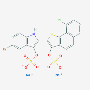 B158723 disodium 5-bromo-2-[9-chloro-3-(sulphonatooxy)naphtho[1,2-b]thien-2-yl]-1H-indol-3-yl sulphate CAS No. 10134-35-7