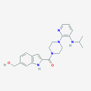 B158732 Piperazine, 1-((6-(hydroxymethyl)-1H-indol-2-yl)carbonyl)-4-(3-((1-methylethyl)amino)-2-pyridinyl)- CAS No. 136817-78-2