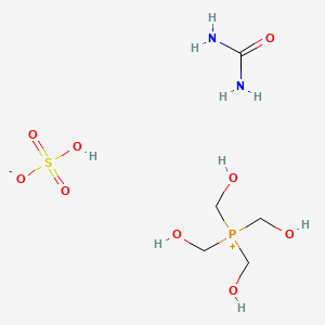 molecular formula C5H17N2O9PS B1587882 Phosphonium, tetrakis(hydroxymethyl)-, sulfate (2:1) (salt), polymer with urea CAS No. 63502-25-0