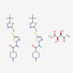 molecular formula C38H54N8O10S4 B1587943 N-[5-[[[5-(1,1-二甲基乙基)-2-恶唑基]甲基]硫代]-2-噻唑基]-4-哌啶甲酰胺 L-酒石酸盐 (2:1) CAS No. 345627-92-1