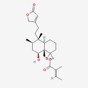 B1588327 [(4aR,5S,7R,8S,8aR)-5-hydroxy-7,8-dimethyl-8-[2-(5-oxo-2H-furan-3-yl)ethyl]spiro[2,3,5,6,7,8a-hexahydro-1H-naphthalene-4,2'-oxirane]-4a-yl]methyl (E)-2-methylbut-2-enoate CAS No. 124961-67-7