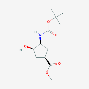 molecular formula C12H21NO5 B1588369 (1R,3S,4R)-甲基 3-((叔丁氧羰基)氨基)-4-羟基环戊烷甲酸酯 CAS No. 321744-23-4