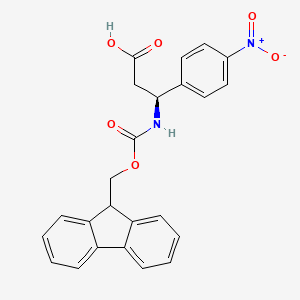 molecular formula C24H20N2O6 B1588670 (S)-3-((((9H-Fluoren-9-yl)methoxy)carbonyl)amino)-3-(4-nitrophenyl)propanoic acid CAS No. 501015-25-4