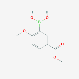 molecular formula C9H11BO5 B1588785 (2-Methoxy-5-(methoxycarbonyl)phenyl)boronic acid CAS No. 221006-63-9