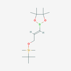 molecular formula C15H31BO3Si B1588830 (E)-3-(tert-Butyldimethylsilyloxy)propene-1-yl-boronic acid pinacol ester CAS No. 114653-19-9
