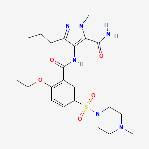 molecular formula C22H32N6O5S B1588852 4-[2-乙氧基-5-(4-甲基哌嗪-1-磺酰基)苯甲酰胺]-1-甲基-3-丙基-1H-吡唑-5-甲酰胺 CAS No. 200575-15-1