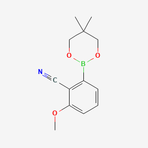 molecular formula C13H16BNO3 B1588912 2-(5,5-二甲基-1,3,2-二氧杂硼环-2-基)-6-甲氧基苯甲腈 CAS No. 883899-02-3
