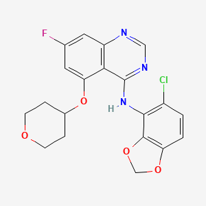 molecular formula C20H17ClFN3O4 B1589213 N-(5-氯苯并[d][1,3]二氧杂环-4-基)-7-氟-5-((四氢-2H-吡喃-4-基)氧基)喹唑啉-4-胺 CAS No. 379230-38-3