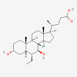 B1589435 (R)-4-((3R,5S,6R,7S,8S,9S,10S,13R,14S,17R)-6-ethyl-3,7-dihydroxy-10,13-dimethylhexadecahydro-1H-cyclopenta[a]phenanthren-17-yl)pentanoic acid CAS No. 865244-30-0