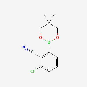 molecular formula C12H13BClNO2 B1589461 2-氯-6-(5,5-二甲基-1,3,2-二氧杂硼环丁烷-2-基)苯甲腈 CAS No. 883899-06-7