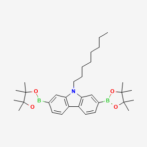 molecular formula C32H47B2NO4 B1589554 9-Octyl-2,7-bis(4,4,5,5-tetramethyl-1,3,2-dioxaborolan-2-yl)-9H-carbazole CAS No. 406726-92-9