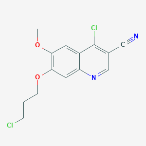 molecular formula C14H12Cl2N2O2 B1589708 4-Chloro-7-(3-chloropropoxy)-6-methoxyquinoline-3-carbonitrile CAS No. 214470-68-5