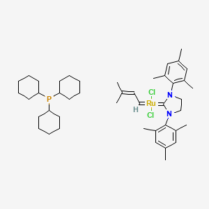 molecular formula C44H67Cl2N2PRu B1589754 二氯[1,3-双(2,4,6-三甲苯基)-2-咪唑烷基亚烷基](3-甲基-2-丁烯亚烷基)(三环己基膦)钌(II) CAS No. 253688-91-4