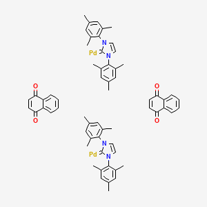 molecular formula C62H60N4O4Pd2 B1589763 1,3-双(2,4,6-三甲基苯基)咪唑-2-亚甲基(1,4-萘醌)钯(0)二聚体 CAS No. 467220-49-1