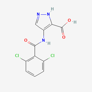 molecular formula C11H7Cl2N3O3 B1589822 1H-Pyrazole-3-carboxylic acid, 4-[(2,6-dichlorobenzoyl)amino]- CAS No. 825619-04-3