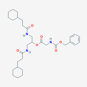 B159016 Glycine, N-((phenylmethoxy)carbonyl)-, 2-((3-cyclohexyl-1-oxopropyl)amino)-1-(((3-cyclohexyl-1-oxopropyl)amino)methyl)ethyl ester CAS No. 138405-01-3