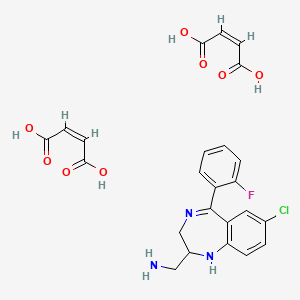 molecular formula C24H23ClFN3O8 B1590913 2-氨基甲基-7-氯-2,3-二氢-5-(2-氟苯基)-1H-1,4-苯并二氮杂卓二马来酸盐 CAS No. 59469-29-3