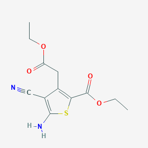 molecular formula C12H14N2O4S B159108 Ethyl 5-amino-4-cyano-3-(2-ethoxy-2-oxoethyl)thiophene-2-carboxylate CAS No. 58168-20-0