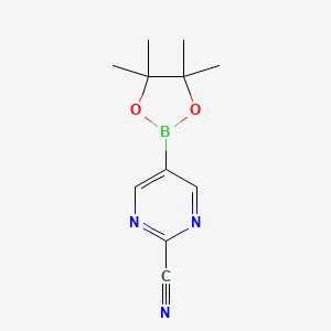 molecular formula C11H14BN3O2 B1591089 5-(4,4,5,5-Tetramethyl-1,3,2-dioxaborolan-2-yl)pyrimidine-2-carbonitrile CAS No. 1025708-31-9