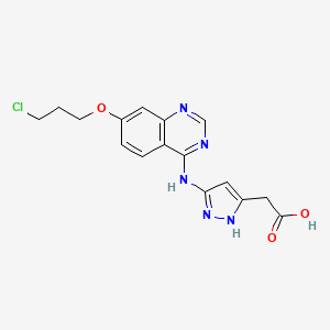 B1591379 2-(5-((7-(3-Chloropropoxy)quinazolin-4-yl)amino)-1H-pyrazol-3-yl)acetic acid CAS No. 557770-91-9