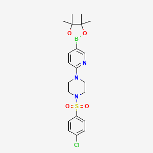 molecular formula C21H27BClN3O4S B1591409 1-((4-氯苯基)磺酰基)-4-(5-(4,4,5,5-四甲基-1,3,2-二氧杂硼环-2-基)吡啶-2-基)哌嗪 CAS No. 1073354-20-7