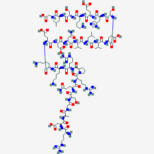 molecular formula C117H199N41O41 B1591451 (4S)-4-[[(2S)-6-amino-2-[[(2S)-6-amino-2-[[(2S)-2-[[(2S)-1-[(2S)-2-[[(2S)-5-amino-2-[[(2S)-2-[[2-[[(2S)-2-[[(2S)-2-[[(2S)-2-amino-5-carbamimidamidopentanoyl]amino]-3-carboxypropanoyl]amino]propanoyl]amino]acetyl]amino]-3-hydroxypropanoyl]amino]-5-oxopentanoyl]amino]-5-carbamimidamidopentanoyl]pyrrolidine-2-carbonyl]amino]-5-carbamimidamidopentanoyl]amino]hexanoyl]amino]hexanoyl]amino]-5-[[(2S)-1-[[(2S)-4-amino-1-[[(2S)-1-[[(2S)-1-[[(2S)-1-[[(2S)-1-[[(2S)-1-[[(2S)-1-[[(2S)-1-[[(2S)-6-amino-1-[[(2S)-1-[[(2S)-1-(carboxymethylamino)-4-methyl-1-oxopentan-2-yl]amino]-3-hydroxy-1-oxopropan-2-yl]amino]-1-oxohexan-2-yl]amino]-4-carboxy-1-oxobutan-2-yl]amino]-3-(1H-imidazol-5-yl)-1-oxopropan-2-yl]amino]-3-hydroxy-1-oxopropan-2-yl]amino]-4-carboxy-1-oxobutan-2-yl]amino]-3-methyl-1-oxobutan-2-yl]amino]-4-methyl-1-oxopentan-2-yl]amino]-3-methyl-1-oxobutan-2-yl]amino]-1,4-dioxobutan-2-yl]amino]-3-carboxy-1-oxopropan-2-yl]amino]-5-oxopentanoic acid CAS No. 64421-69-8