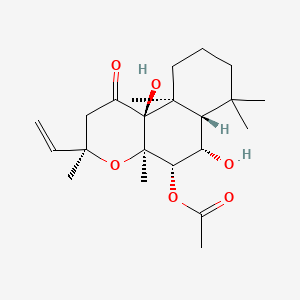 molecular formula C22H34O6 B1591538 [(3R,4aR,5S,6S,6aS,10aS,10bS)-3-乙烯基-6,10b-二羟基-3,4a,7,7,10a-五甲基-1-氧代-5,6,6a,8,9,10-六氢-2H-苯并[f]色喃-5-基]乙酸酯 CAS No. 72963-77-0