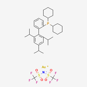 molecular formula C35H49AuF6NO4PS2 B1591582 Bis(trifluoromethylsulfonyl)azanide;dicyclohexyl-[2-[2,4,6-tri(propan-2-yl)phenyl]phenyl]phosphane;gold(1+) CAS No. 934506-10-2