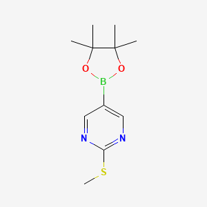 molecular formula C11H17BN2O2S B1591716 2-(Methylthio)-5-(4,4,5,5-tetramethyl-1,3,2-dioxaborolan-2-yl)pyrimidine CAS No. 940284-18-4