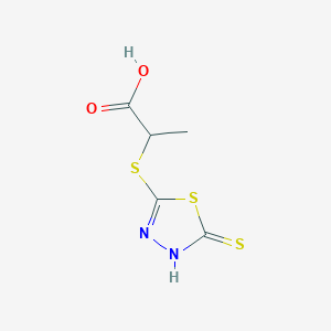 molecular formula C5H6N2O2S3 B1591957 2-((5-Mercapto-1,3,4-thiadiazol-2-yl)thio)propanoic acid CAS No. 60725-23-7