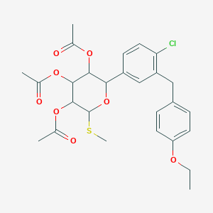 molecular formula C27H31ClO8S B1592960 (2S,3S,4R,5S,6R)-2-[4-Chloro-3-(4-ethoxybenzyl)phenyl]-6-(methylthio)tetrahydropyran-3,4,5-triyl Triacetate CAS No. 1018899-03-0
