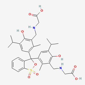 molecular formula C33H40N2O9S B1593773 N,N'-(3H-2,1-Benzoxathiol-3-ylidenebis((6-hydroxy-5-isopropyl-2-methylphen-3,1-ylene)methylene))bisglycine S,S-dioxide CAS No. 3810-63-7