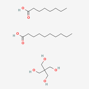 molecular formula C23H48O8 B1594302 Decanoic acid, mixed esters with octanoic acid and pentaerythritol CAS No. 68441-68-9