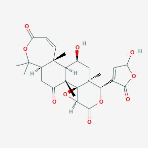 molecular formula C26H30O10 B159433 (1R,2R,4S,7R,8S,10S,11R,12R,18R)-10-羟基-7-(2-羟基-5-氧代-2H-呋喃-4-基)-1,8,12,17,17-五甲基-3,6,16-三氧杂五环[9.9.0.02,4.02,8.012,18]二十烷-13-烯-5,15,20-三酮 CAS No. 426266-88-8