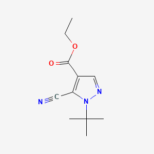 molecular formula C11H15N3O2 B1594386 1H-Pyrazole-4-carboxylic acid, 5-cyano-1-(1,1-dimethylethyl)-, ethyl ester CAS No. 98477-12-4