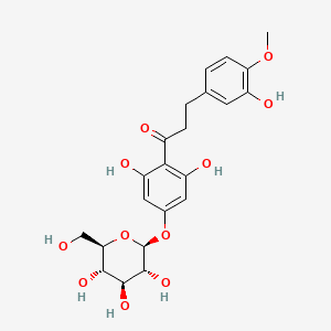 molecular formula C22H26O11 B1594396 beta-D-Glucopyranoside, 3,5-dihydroxy-4-(3-(3-hydroxy-4-methoxyphenyl)-1-oxopropyl)phenyl CAS No. 21940-36-3